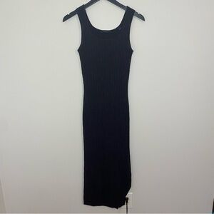 AllSaints Black Ribbed Tank Maxi Margot Dress Wool Alpaca Small